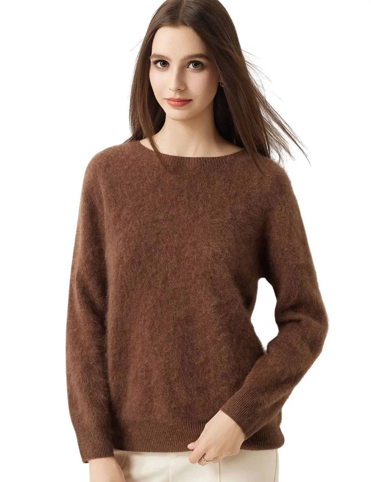 Merino Wool Sweater Seamless Mock Neck Pullover Warm Cozy Thermal Fine Knit Autumn Spring Knitwear Women Classic Fit Soft Smooth