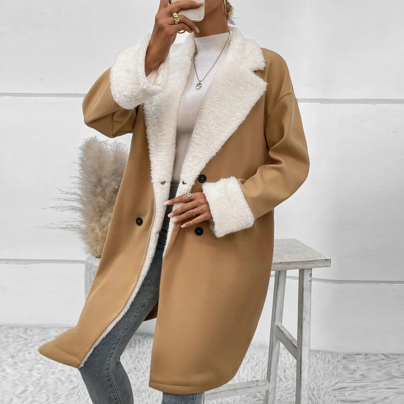 Giacche da donna inverno imitazione agnello piumino Vintage moda addensare coreano caldo sciolto abbigliamento donna cappotto di media lunghezza