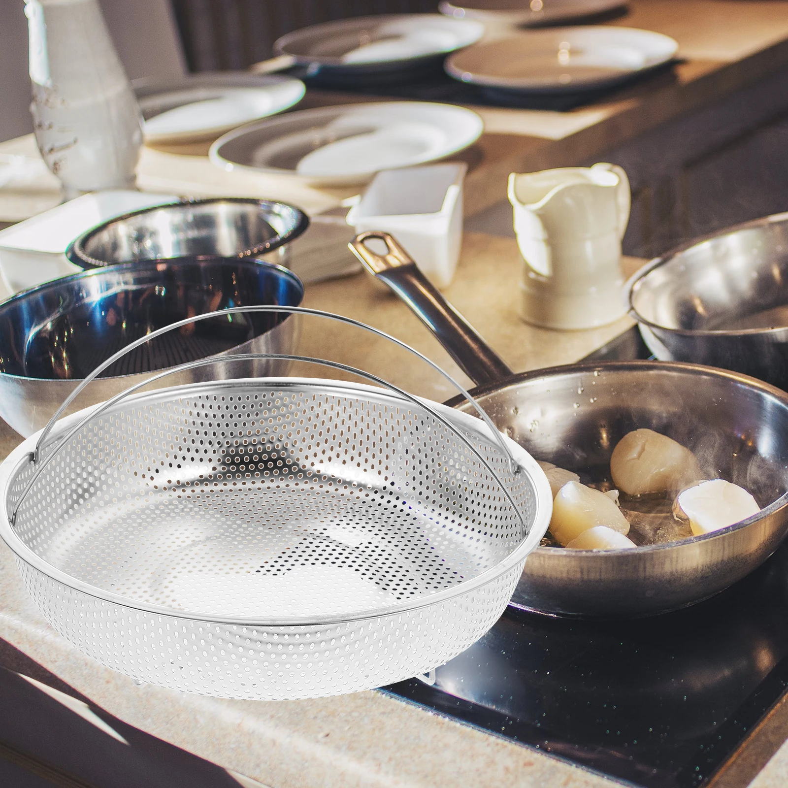 

Stainless Steel Steamer Basket Ventilated Holes Fast Steaming Vegetable Cookware Rice Cooker Kitchen Gadgets Steam Rack