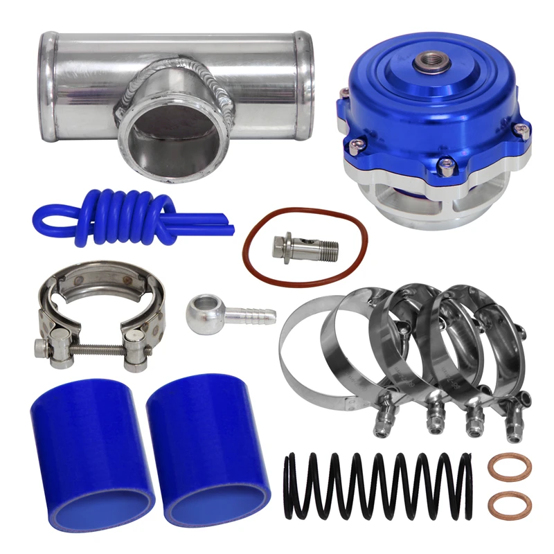 50mm 35PSI Boost V-Band Turbo Blow Off Valve with 2.36'' OD Flange Pipe Hose Kit Black/Blue/Red