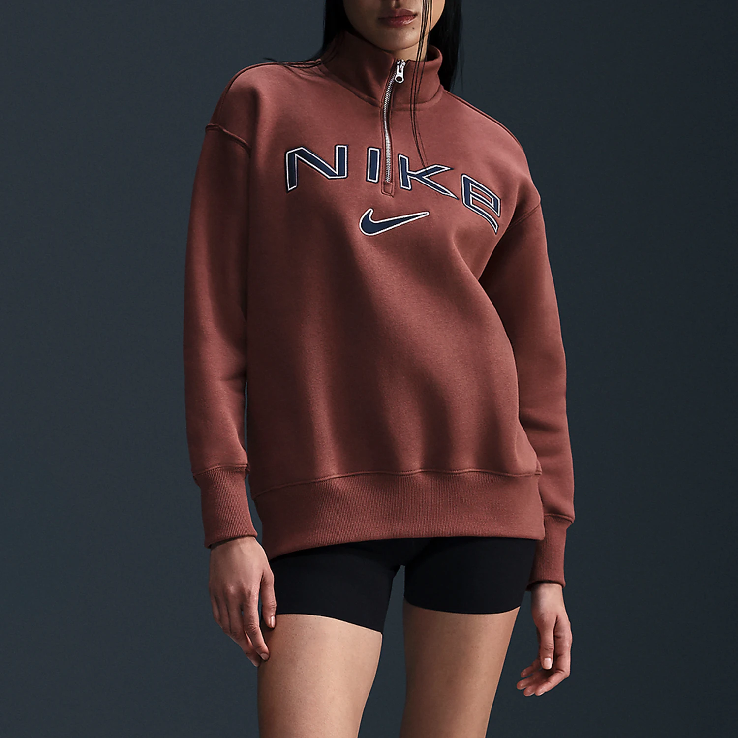 

Оригинальный новый женский флисовый свитер Nike в стиле оверсайз, пуловер FV7680-218