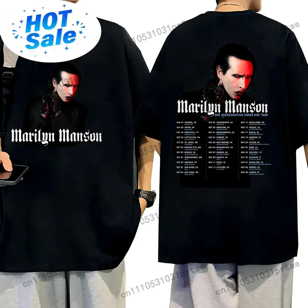 Marilyn Manson One Asspassination Under God Tour T Shirts Retro Oversize High Quality Tee Unisex Fashion Street Women Men Tops B