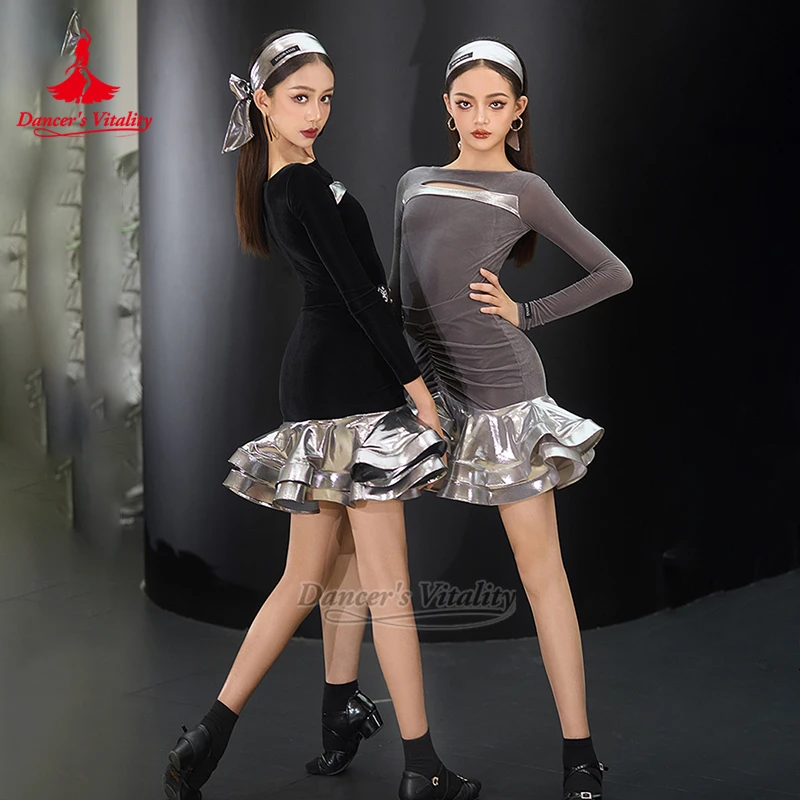 Latin Dance Two Colors Are Optional Practise Costume Adult&Teenagers Chacha Samba Jive Training&Perform Suits Dancer's Vitality