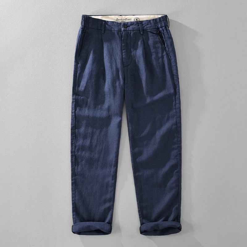 

Новые летние дышащие льняные брюки из лиоцелла для мужчин, однотонные, прямые, укороченные (до щиколотки)