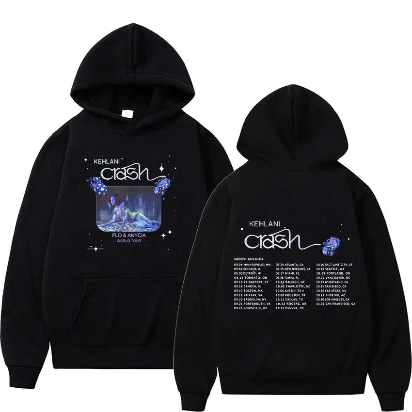 Singer Kehlani Crash World Tour 2024 Print Hoodie Men Women Hip Hop Clothing Oversized Sweatshirt Retro Fashion Pullover Hooded