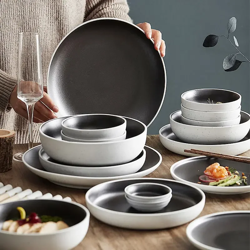

Household single bowl, plate, and dish combination for eating rice, Instagram style creative and personalized ceramic tableware