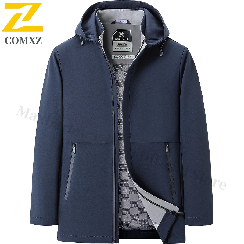 2025 New Autumn Trench Coat Men's Trendy Business Detachable Hooded Coat Jacket Korean Version Waterproof Windbreaker Jackets