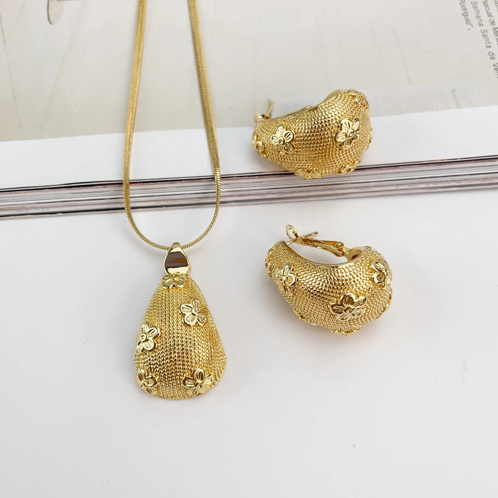

Новейший красивый каменный кулон с серьгами Дубай Fine Jewelry для женщин FHK20174