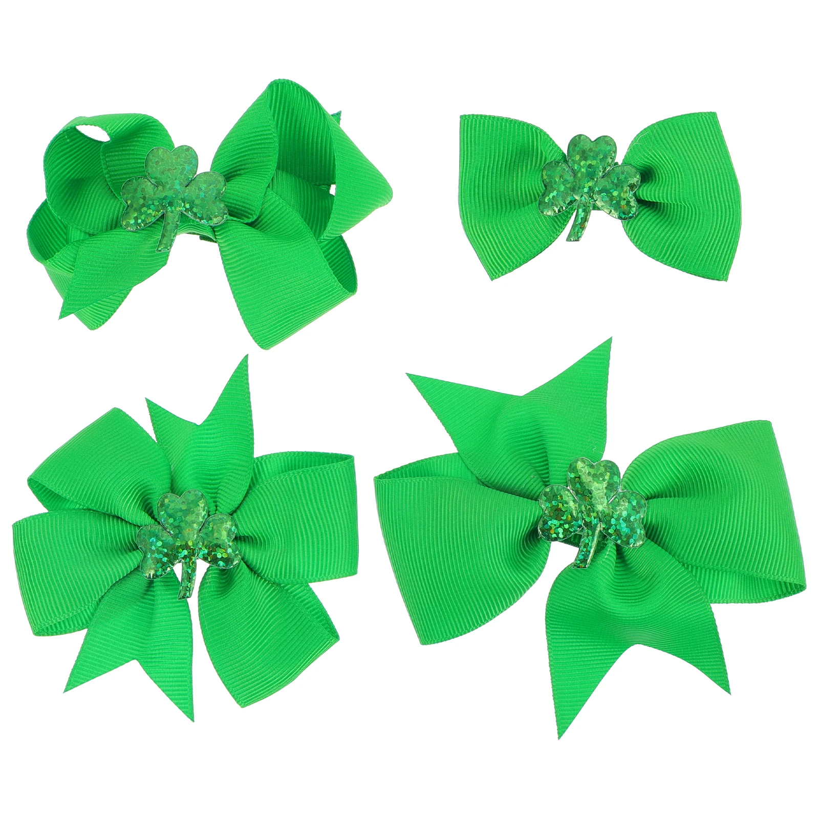 

St Patrick's Day Hair Clip Green Shamrock Bows Stainless Fabric Child Wear Accessories Hairpins Hairstyling Tools