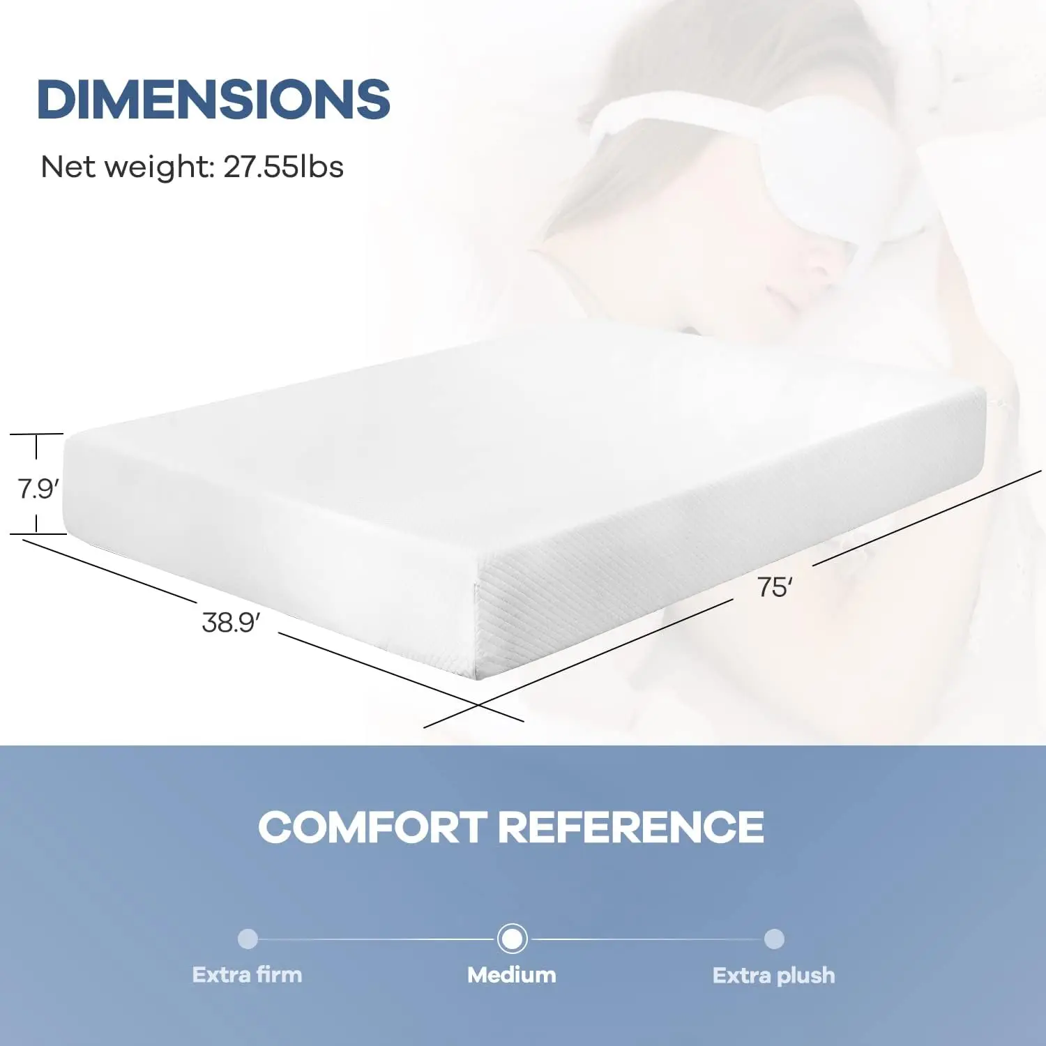 8 Inch Twin Gel Memory Foam Mattress Pressure Relieving, Cooling Gel Foam, Bed-in-a-Box, Pressure Relieving, White