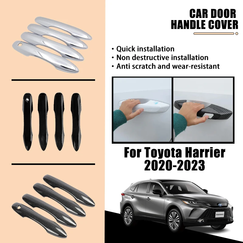 

Door Handle Cover Trim Set For Toyota Harrier Venza XU80 80 MK4 2020-2023 Luxurious Carbon Fiber Chrome Stickers Car Accessories