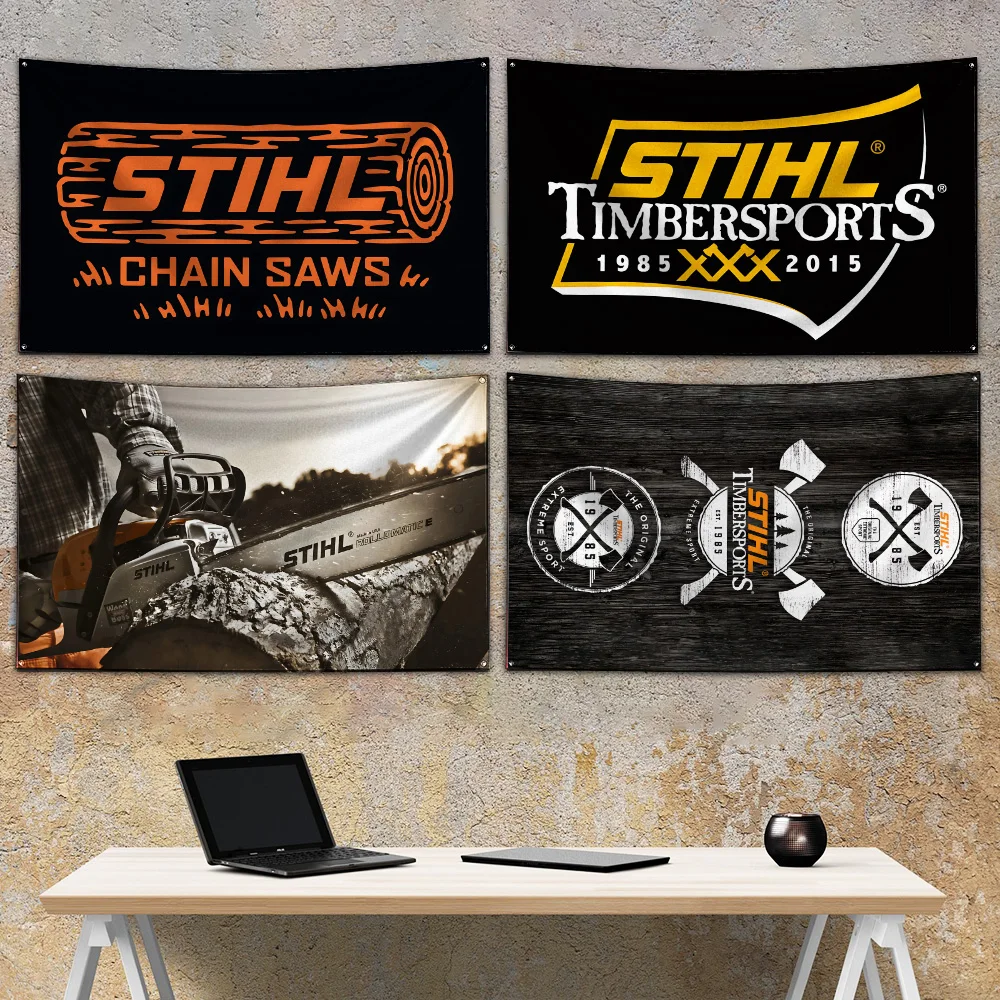 3x5 Ft Chainsaw STIHL  Flag Polyester Digital Printing Banner For Garage or Out door Decoration