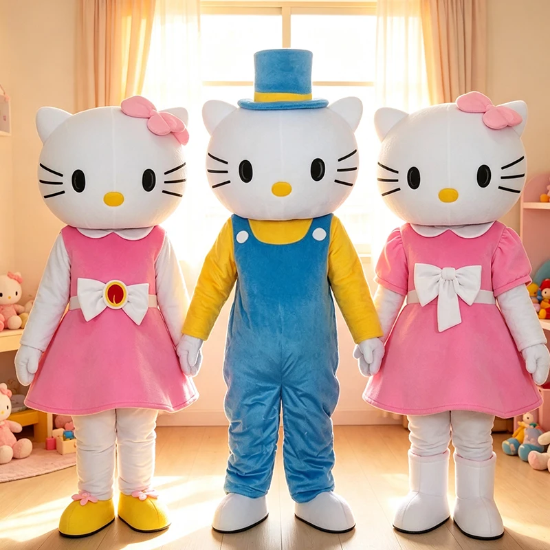 Hochwertiges Hello Cute Maskottchen-Kostüm Rosa Katze KT Cosplay-Kostüm Faschingskleidung Party Geburtstag Erwachsene Tier-Karnevalsgeschenk