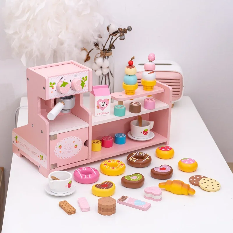 Diy Candy Ice Cream Coffee Shop Miniature Food Dollhouse Accessories Montessori Wood Board Games Magic Blackboard Girls Toy Gift