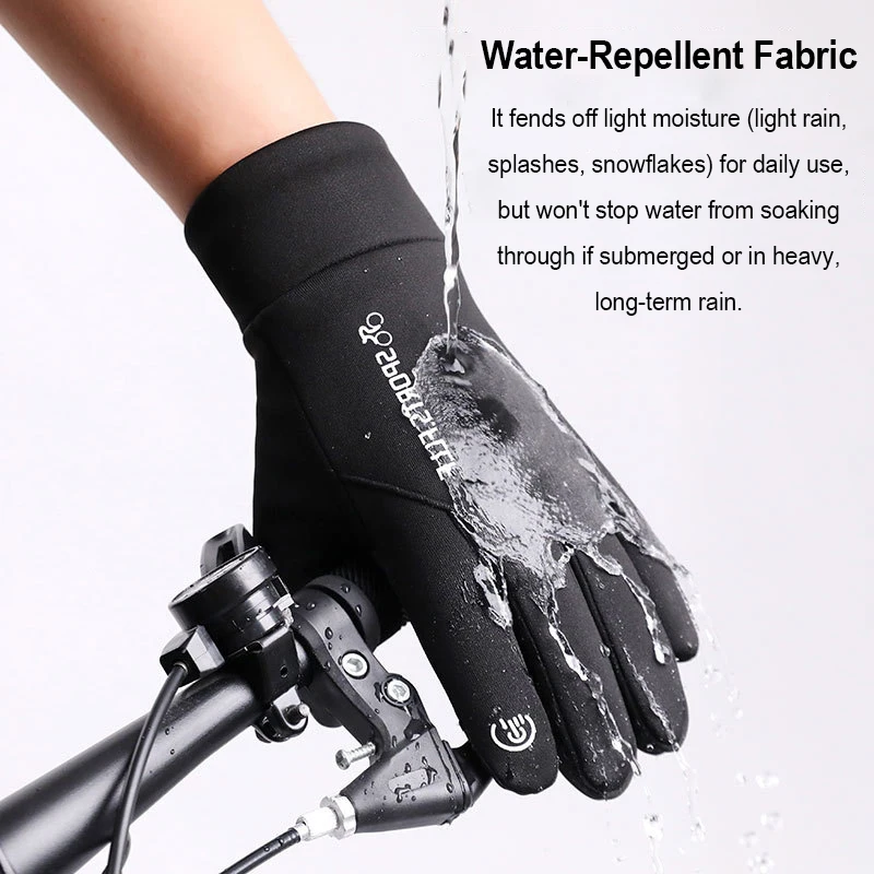 الشتاء قفازات ركوب الدراجات الرجال الوجه العلوي لمس الصوف المضادة للانزلاق دراجة نارية قفازات الرياضة في الهواء الطلق المشي لمسافات طويلة قفازات طارد المياه #3