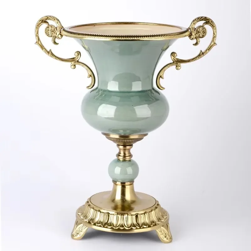 European ceramic dining table decoration vase retro classical home ornament living room entrance business gifts blue and white