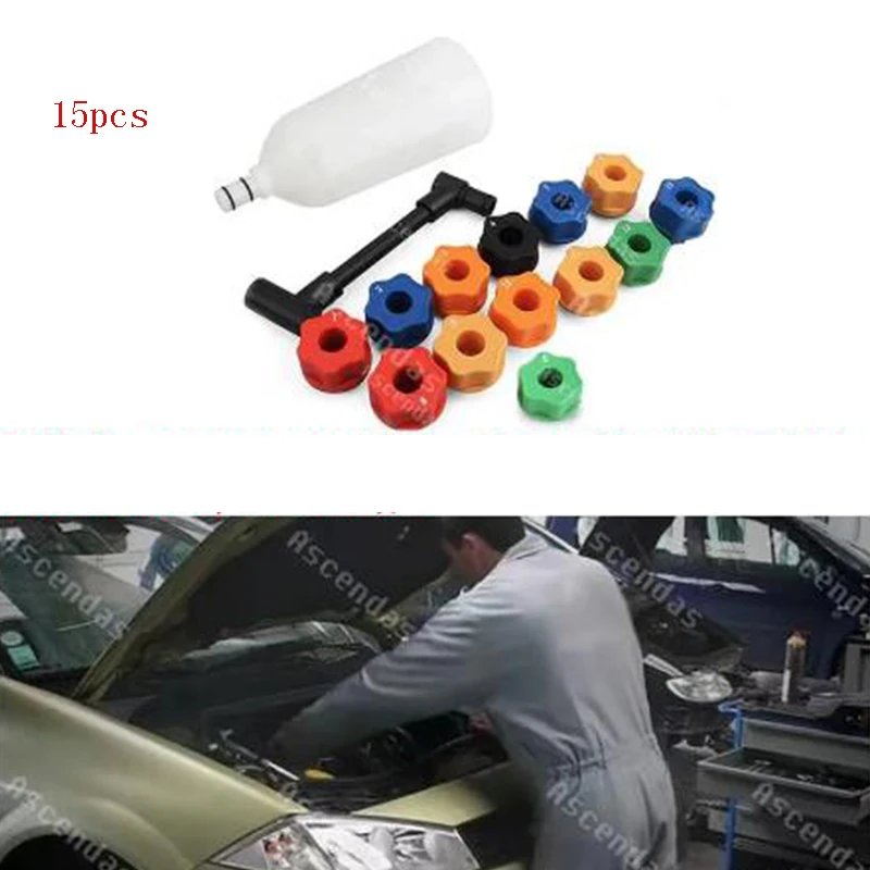 New Type15 Pieces Pack Car Engine Oil Change Funnels Oil Filling Funnels Kit Leak-proof Car Oil Filling Funnels