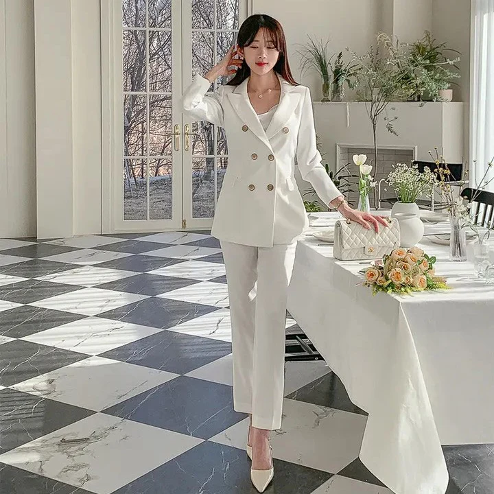 

Женский деловой костюм-двойка: пиджак и брюки/юбка, весенне-осенний, модный, для руководителей, профессиональный, формальный, в западном стиле