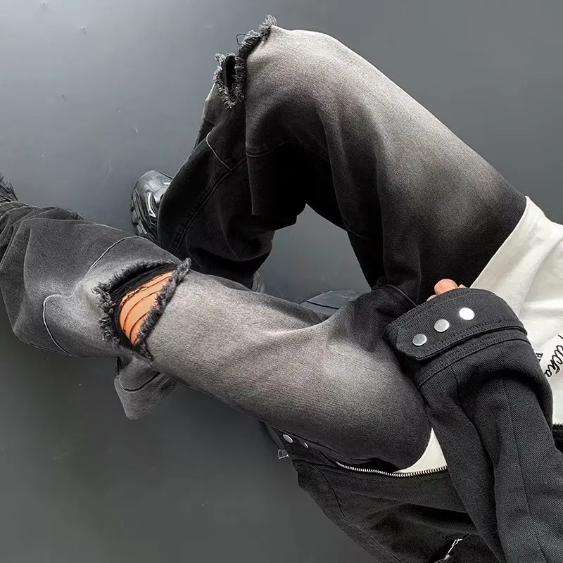 

Осенние джинсовые брюки большого размера 300, американские джинсовые брюки в стиле ретро, свободные прямые повседневные мужские джинсы с прямыми штанинами