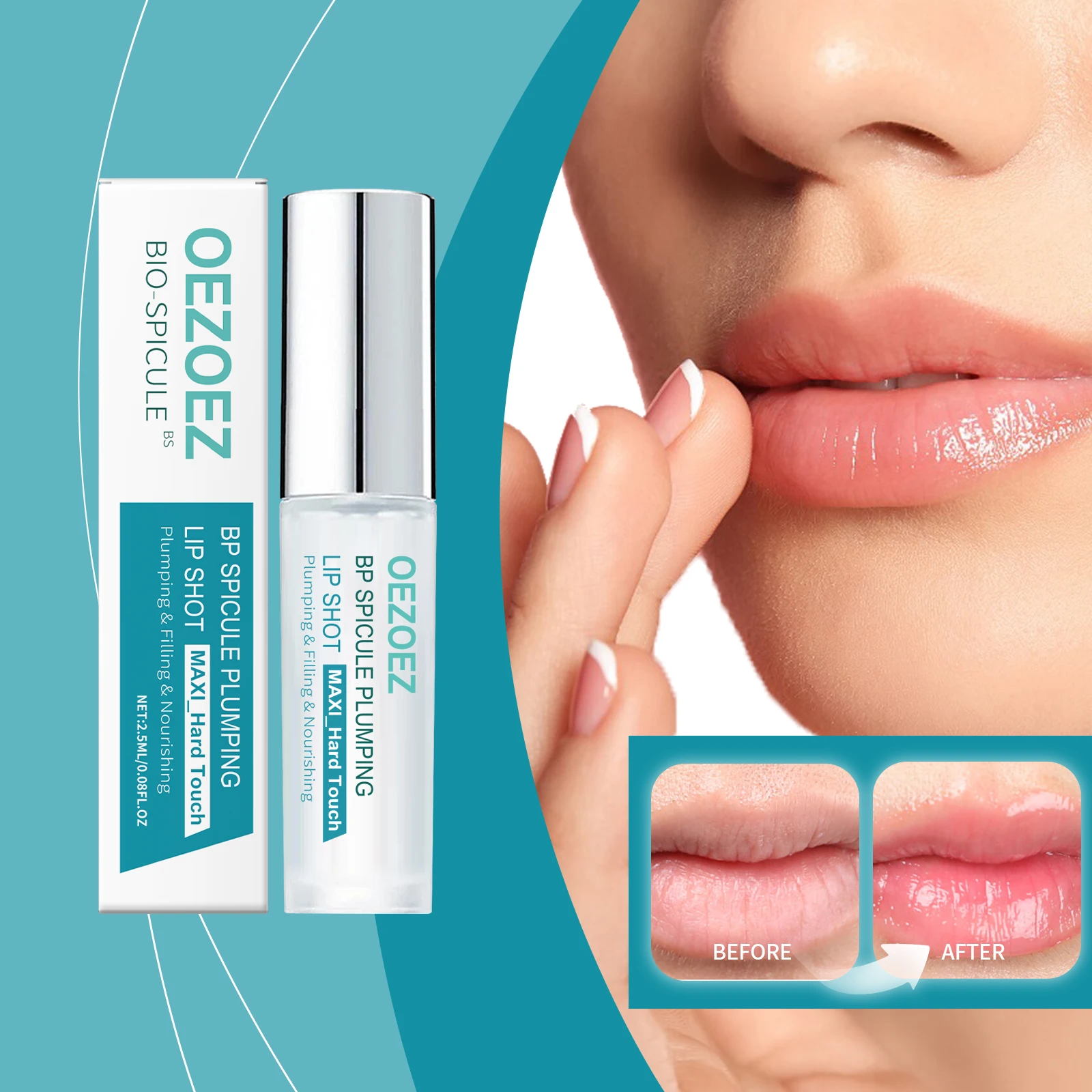 BP Spicule Plumping Lip Shot Maxi Hard Touch, Aceite Labial Hidratante, Voluminizador, Nutritivo, Suavizante y Transparente