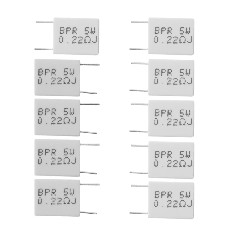 10 Pcs 0.22R 5 for W 5% Cement Resistor 0.22Ohm Non-Inductive Resistor BPR56