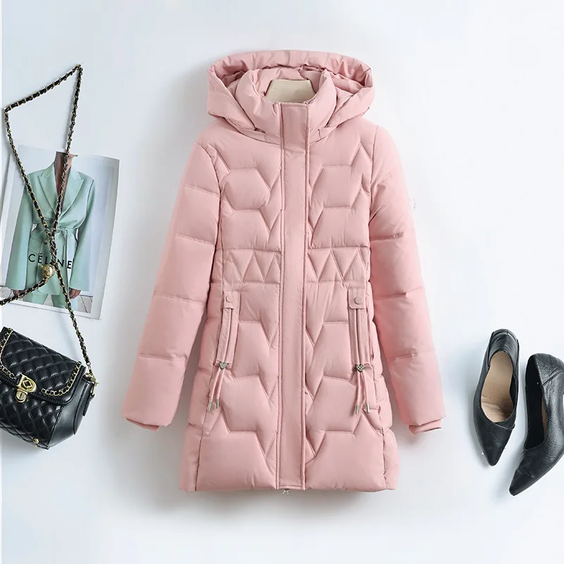 

Female Mid Length Thick Warm Parkas Hooded Fashion Windbreaker Padded Outdoor Outwear New Women Down Cotton Coat Winter Jacket