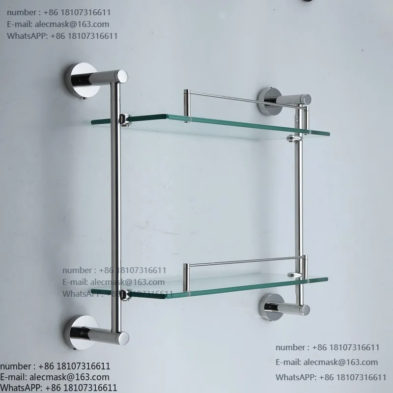 

Bathroom vanity rack bathroom double stainless steel glass tray multi-purpose shelf