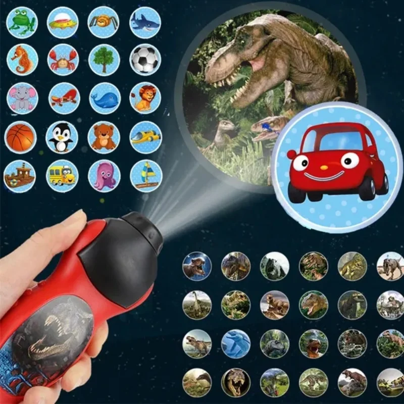 Dinosaur Shark Projector Night Study Learning Toy Flashlight Sleeping History Early Education Model Torch Flashlight Fun Toys