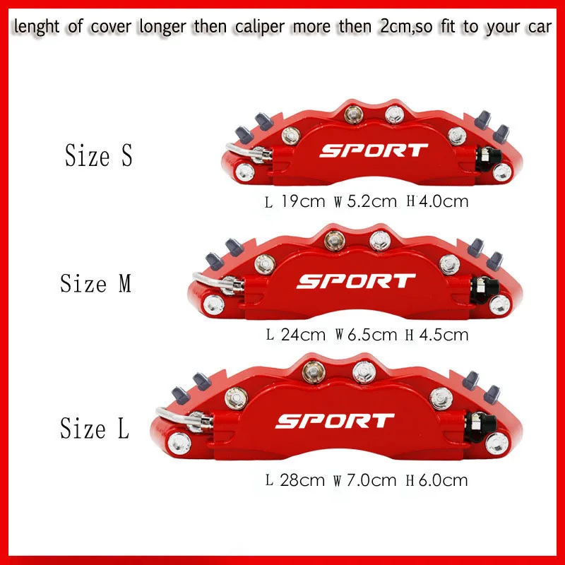 Fixing By Screws,2*2Pc Aluminum Metal Brake Caliper Cover,White Sport Logo,Car Styling Car Accessiries ,Not By Glue