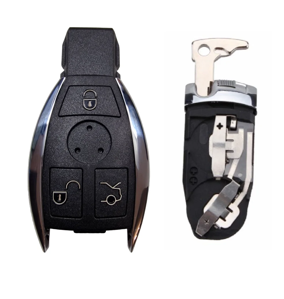 For Mercedes Benz 3 Button 2 Batteries Slot Key Fob Casing Key Shell Car Lock Key Shell Key Case Replacement Auto Accessories