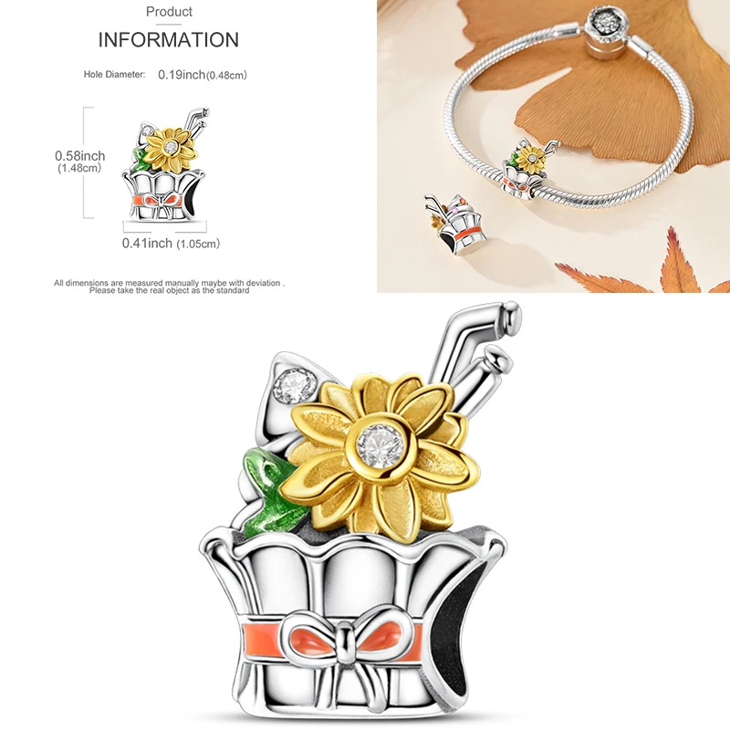 925 Sterling Silber Lebensmittel-Charm-Perlen Erdbeere Pilz Honig Kaffee Cocktail Gumball DIY Armband Halskette Geschenk für Frauen – Detail 31