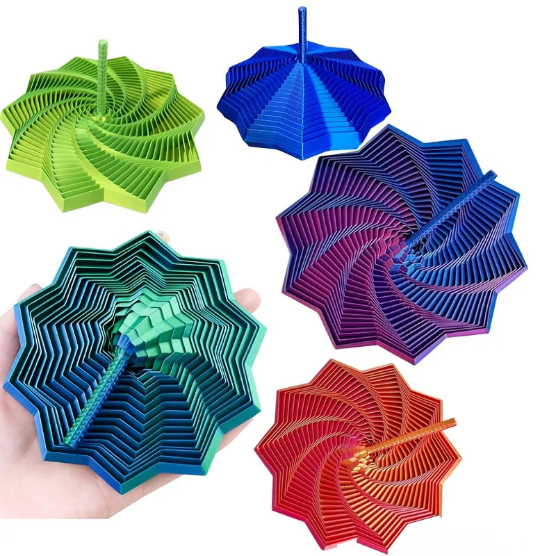 3D Printed Octagonal Star Spiral Fidget Toy Optical Illusion Sensory Toy Stress Relief Anti-Anxiety Desktop Decor Fidget Spinner