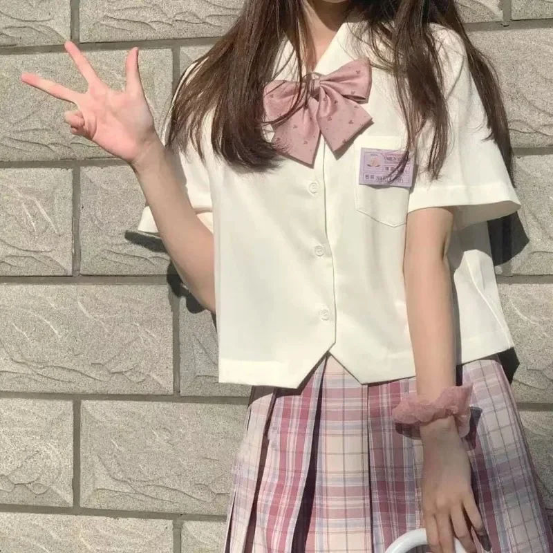 

Lolita JK Shirts Women Kawaii Summer Crops Preppy Style Solid Ulzzang All-match Straight Mujer Sweet Schoolgirl Blusas Fashion