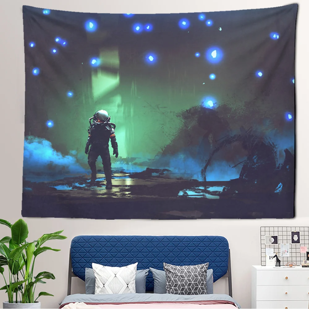 

Space Psychedelic Tapestry Home Decor Fantasy Astronaut Hippie Printed Tapestry Wall Hanging for Living Room Bedroom Dorm