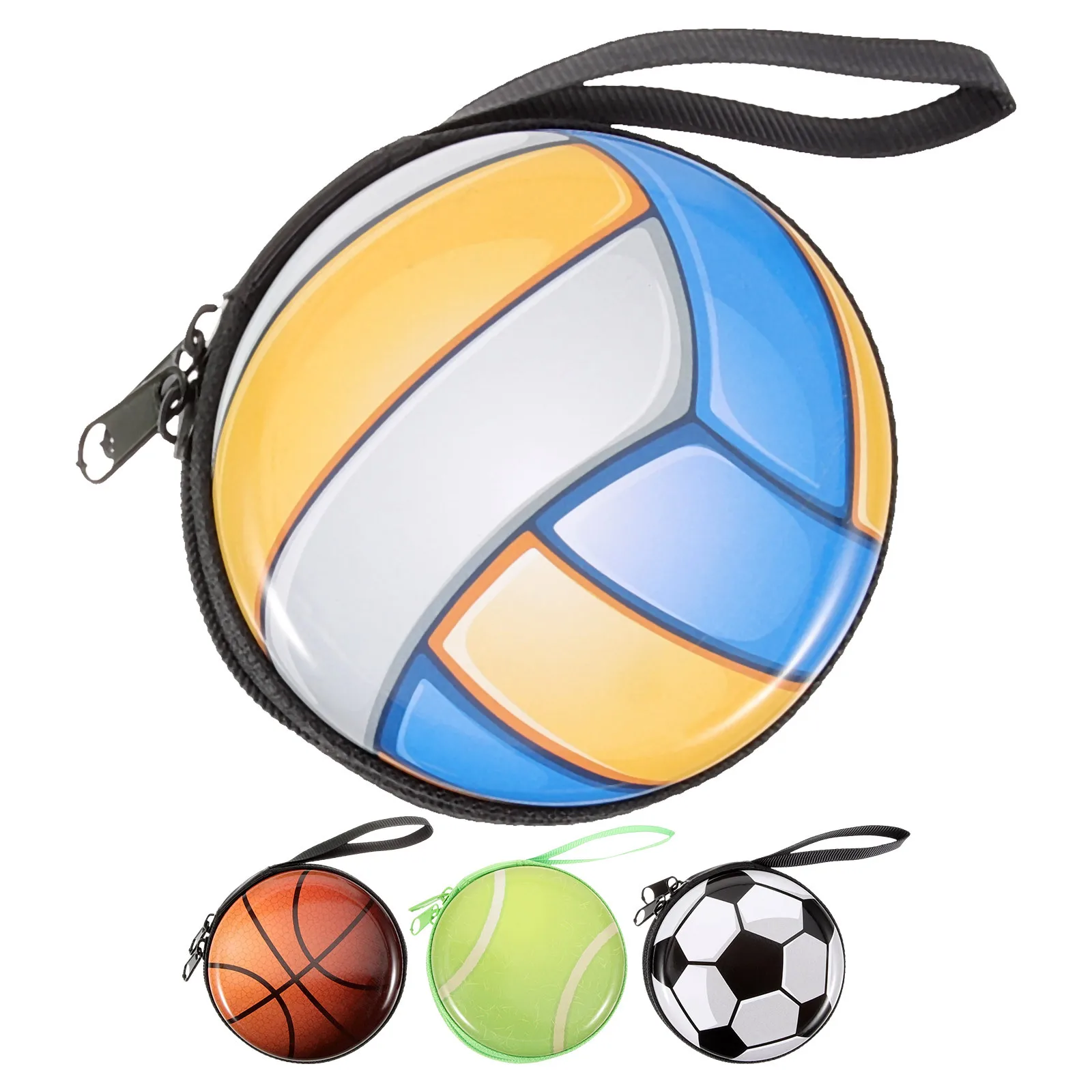 

4pcs Ball Style Coin Purse For Kids Durable Reusable Zipper Closure Small Change Wallet Portable Storage Case Cute Cartoon