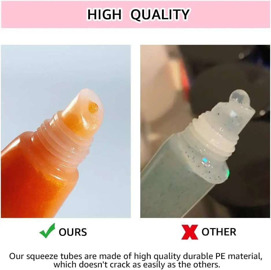 5ml/10ml Empty Lip Gloss Tubes Clear Lip Balm Tubes with 20ml Syringes Refillable Squeeze Lip Balm Containers DIY Lip Gloss view 2