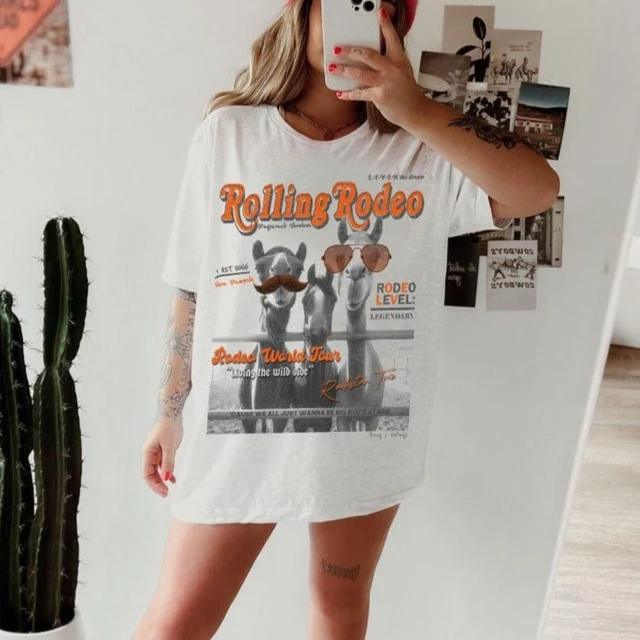 Rolling Rodeo Music Lover Cotton Camel T-Shirt Men Women Funny Graphic Western Style Tee 2026 Summer Tee Tops For Camel Fans