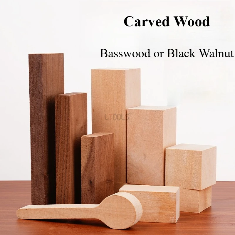 Woodworking Carving Blanks Basswood Black Walnut Square Timbers Carved Wood DIY Wood Crafts Suitable for Beginners/Craft Lovers