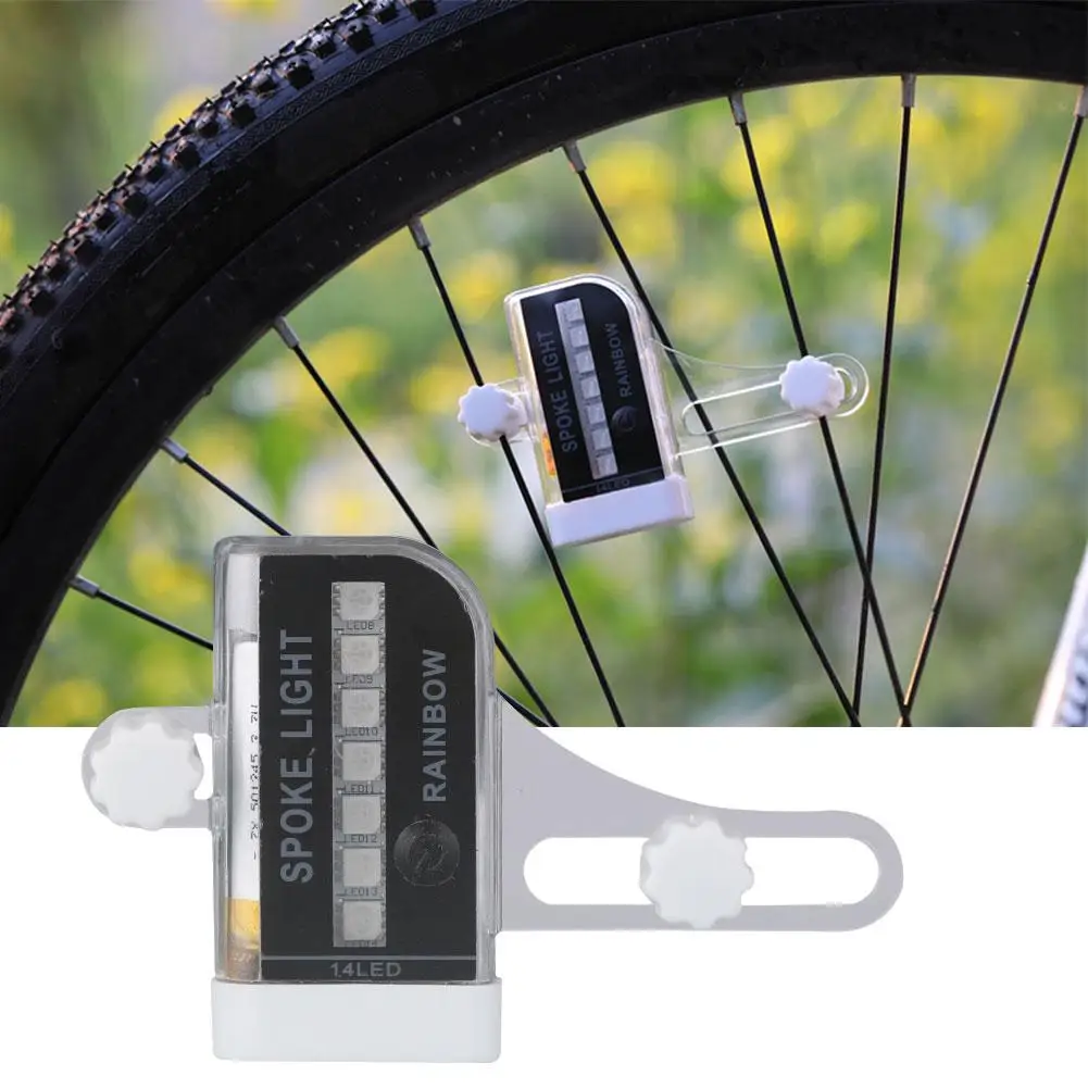 Bicycle Wheel Light 14 RGB LEDS Bike Spoke Lamp Cycling Signal Warning Lantern 30 Patterns Rim Movement Light Colorful Sens G0I8