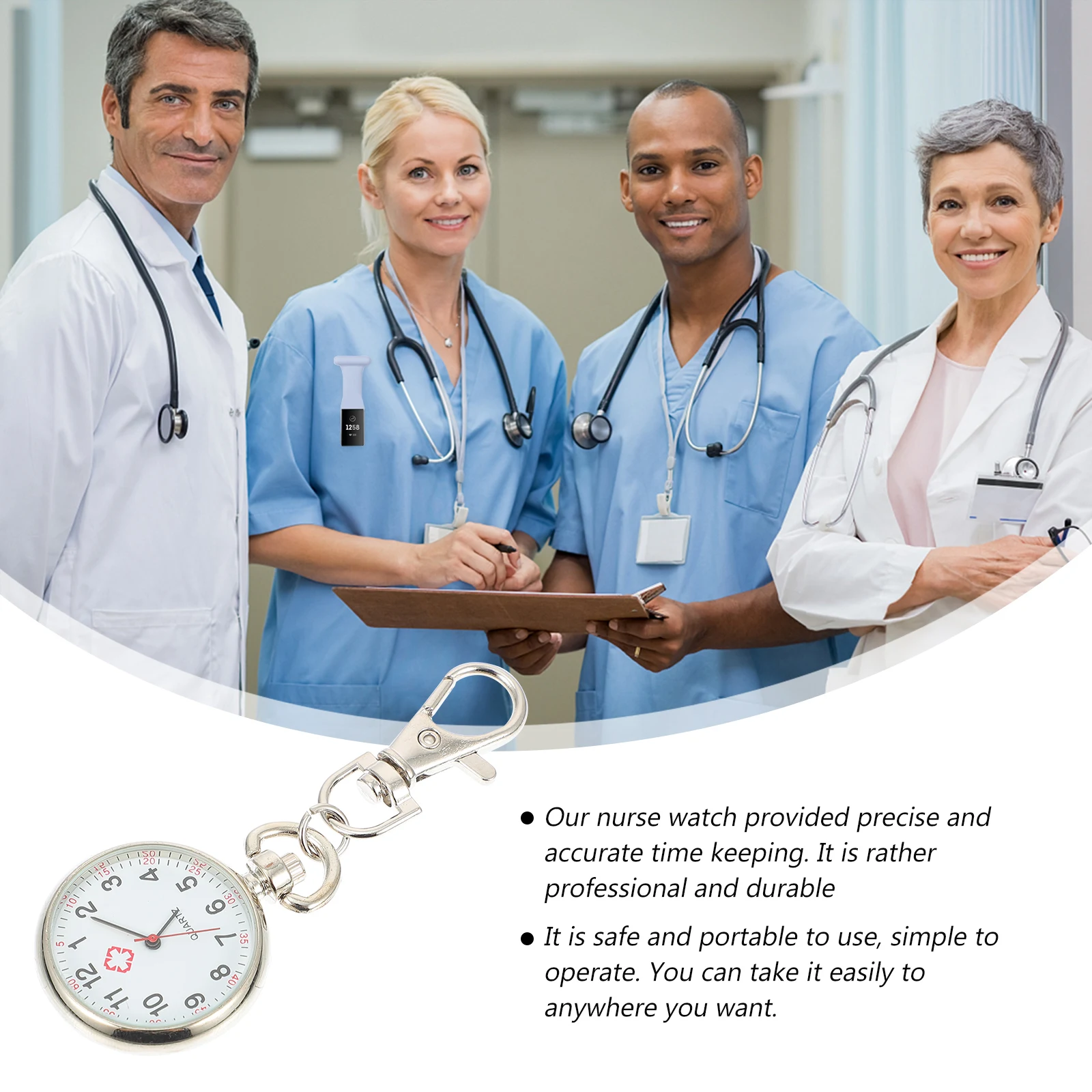 

Nurse Watch Stainless Steel Pocket Watches for Women Nursing Students Durable Portable Glass School Kids Elderly