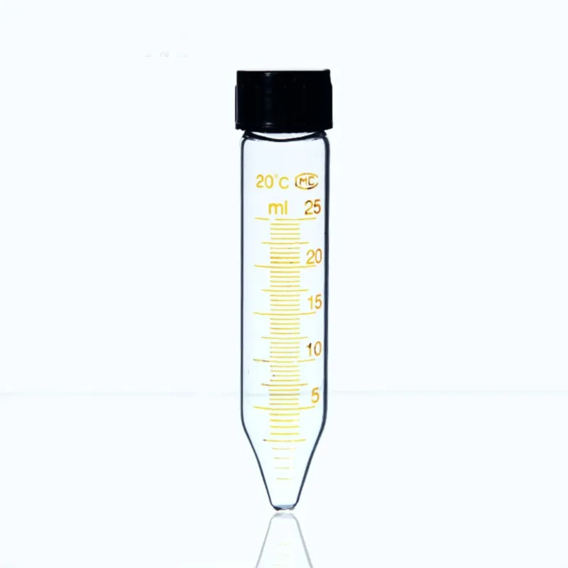 5Pieces/lot 25mL Glass Centrifuge Test Tube With Screw Cap Conical Bottom Lab Supplies