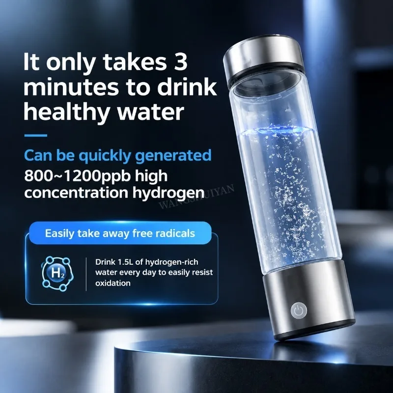 Hydrogen Water Bottle Portable Hydrogen Water Ionizer Machine Generator Rechargeable Hydrogen Rich Water Glass Health Cup