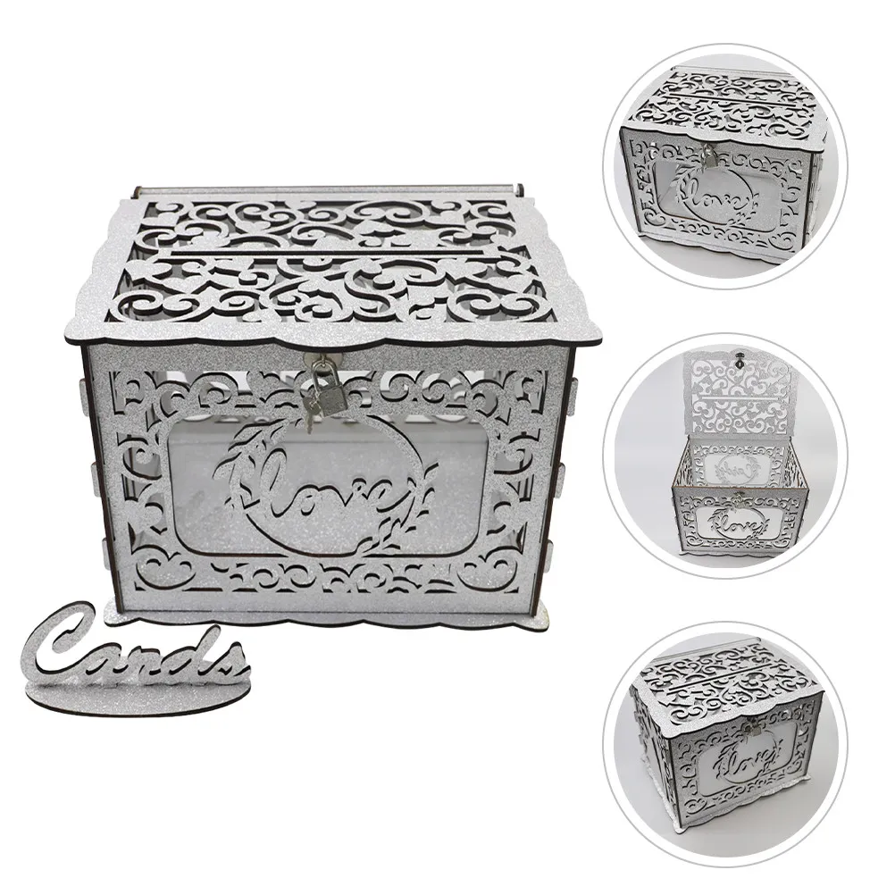 

1Set Rustic Wooden Card Box Large Capacity Wedding Card Holder Greeting Cards Container Anniversary Shower