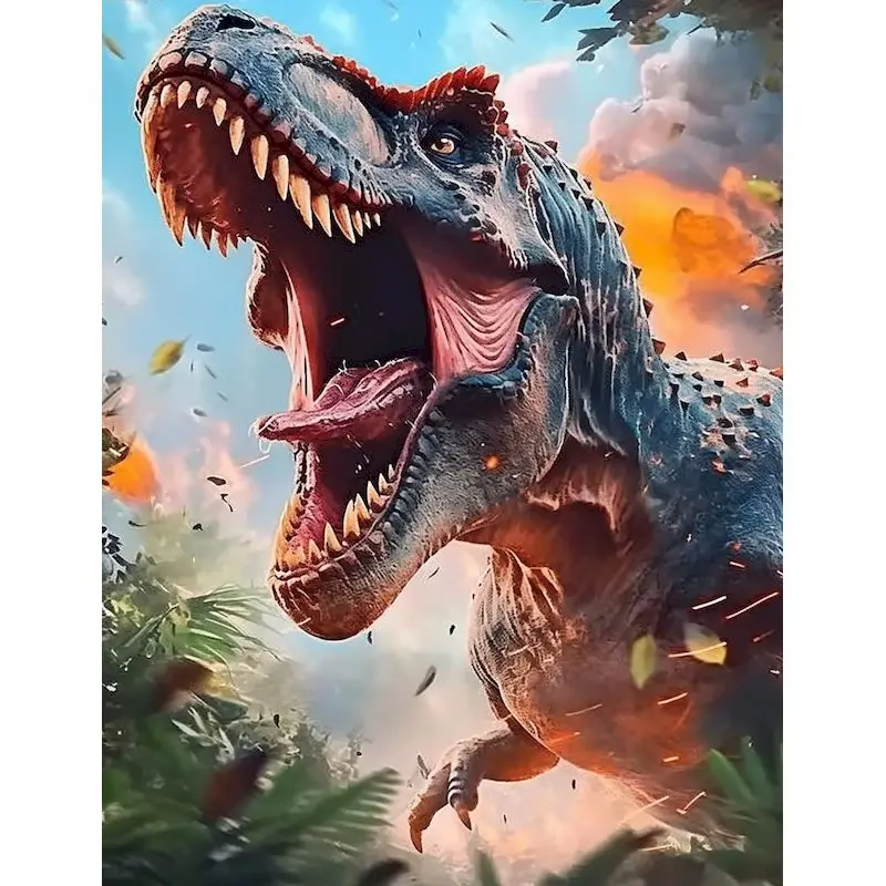 

GATYZTORY Acrylic Paint By Numbers For Adults Dinosaurs Drawing On Number Diy Crafts Wall Decor Gift Coloring With Number Arts