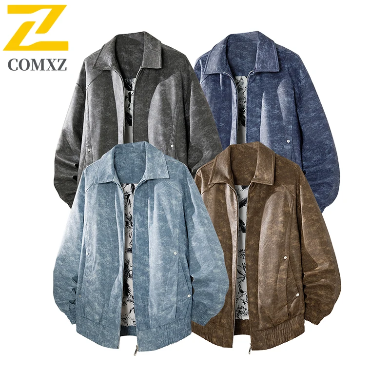 

COMXZ Men Jacket 2025 Autumn Loose Lapel Outdoor Camping Turndown Collar Motocross Coat Lightweight Casual Fashion Windbreaker