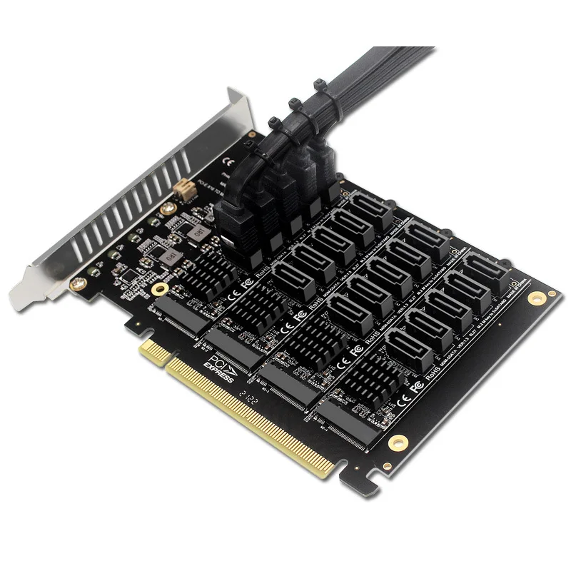 PCIE X16 NVME M.2 RAID Expansion Card PCI-E To SATA 20 Ports JMB585 Chip Adapter Card For ASUS Hyper M.2X16