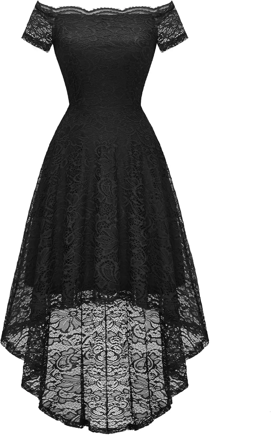 Lace Off Shoulder Prom Dresses High Low Cocktail Formal Wedding Guest Dress