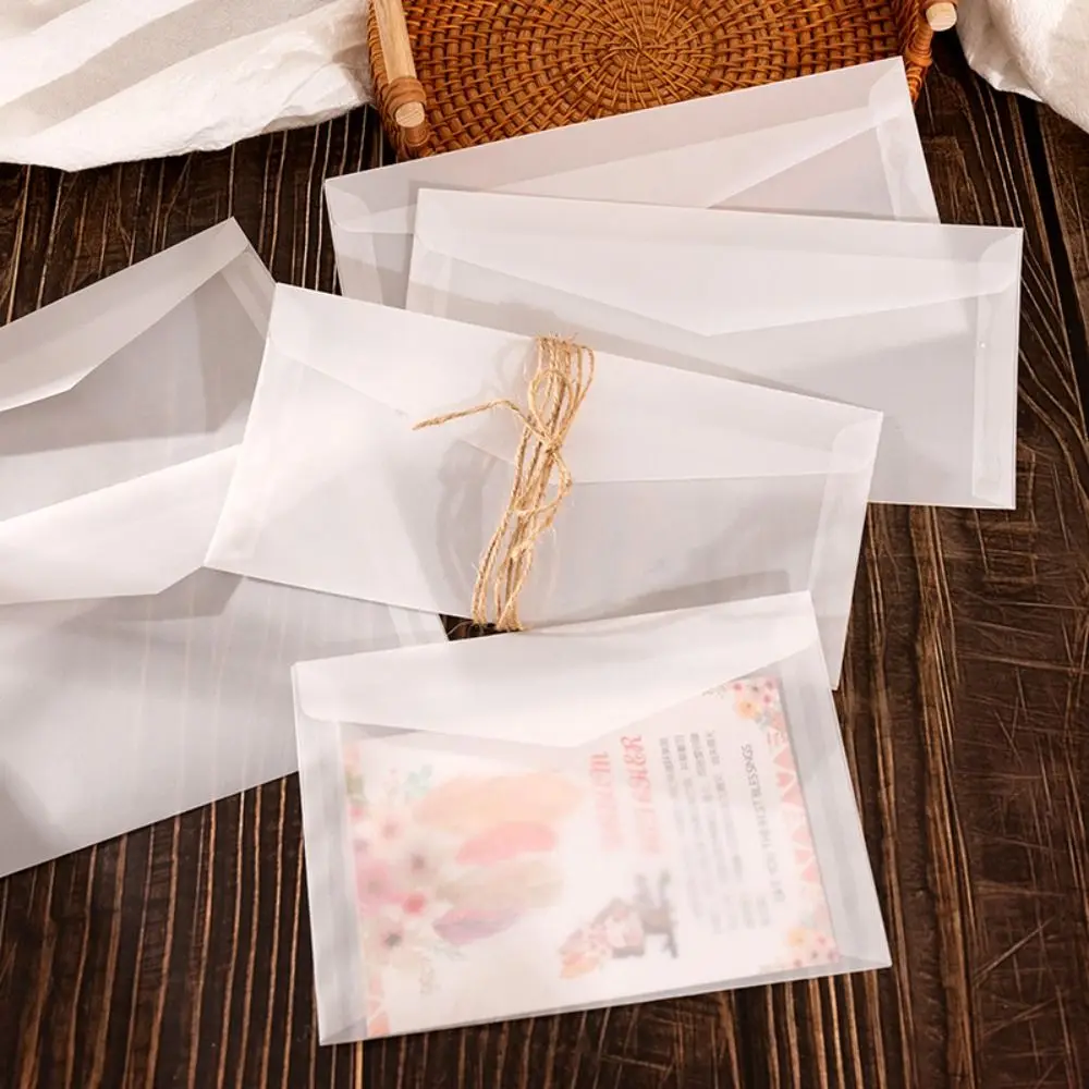 10Pcs Semi-transparent Sulfuric Acid Paper Envelopes Vintage Letter Blank Envelope for Wedding Invitation Gift Packing