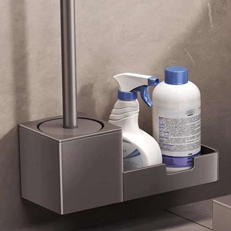 Punch-Free Toilet Brush Holder, With Shelf, Household Toilet Brush Without Dead Corners, Bathroom