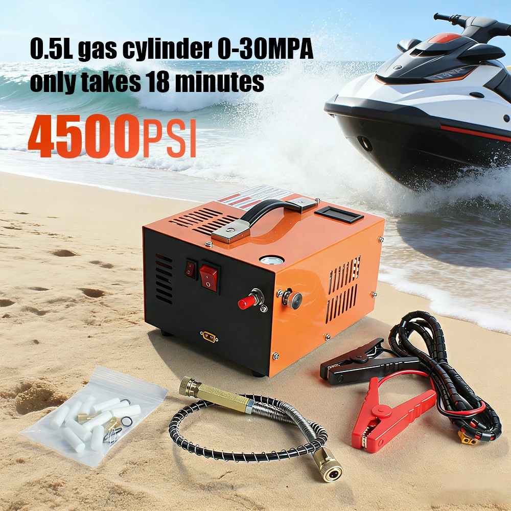 4500PSI High Pressure Car Air Compressor 12V DC Electric Tire Inflator for Car Bike Truck - Emergency Portable Air Pump